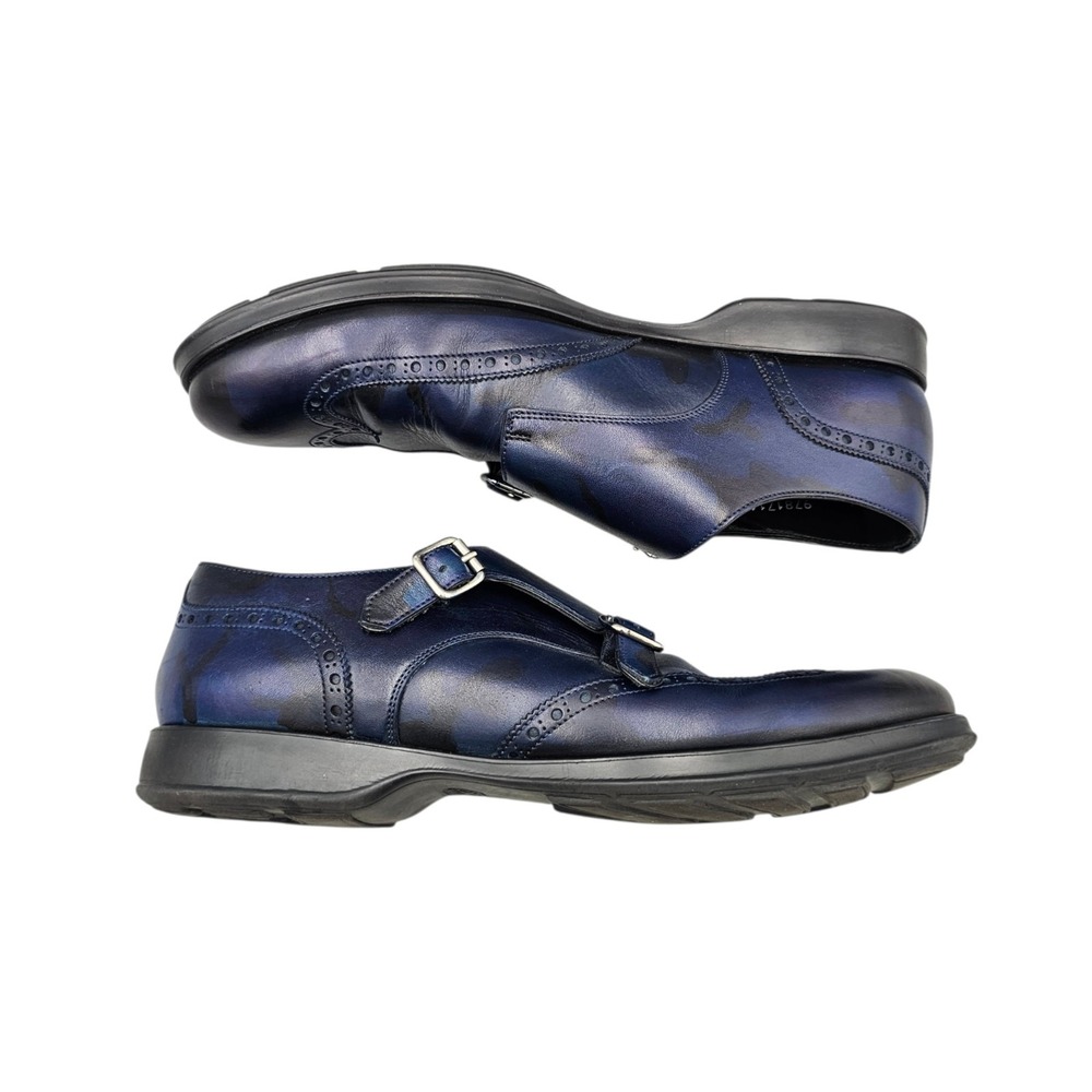 Fratelli Borgioli Men's Size 44 / 10 VGC Black And Blue Leather Monk Strap Shoes - Picture 6 of 8